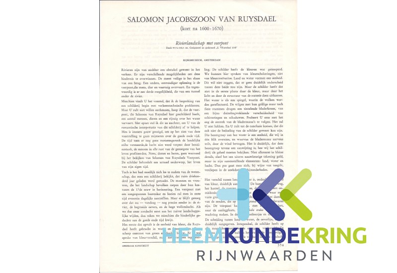 Tekst behorende bij Schilderij Salomon Jacobzoon van Ruysdael (1)
